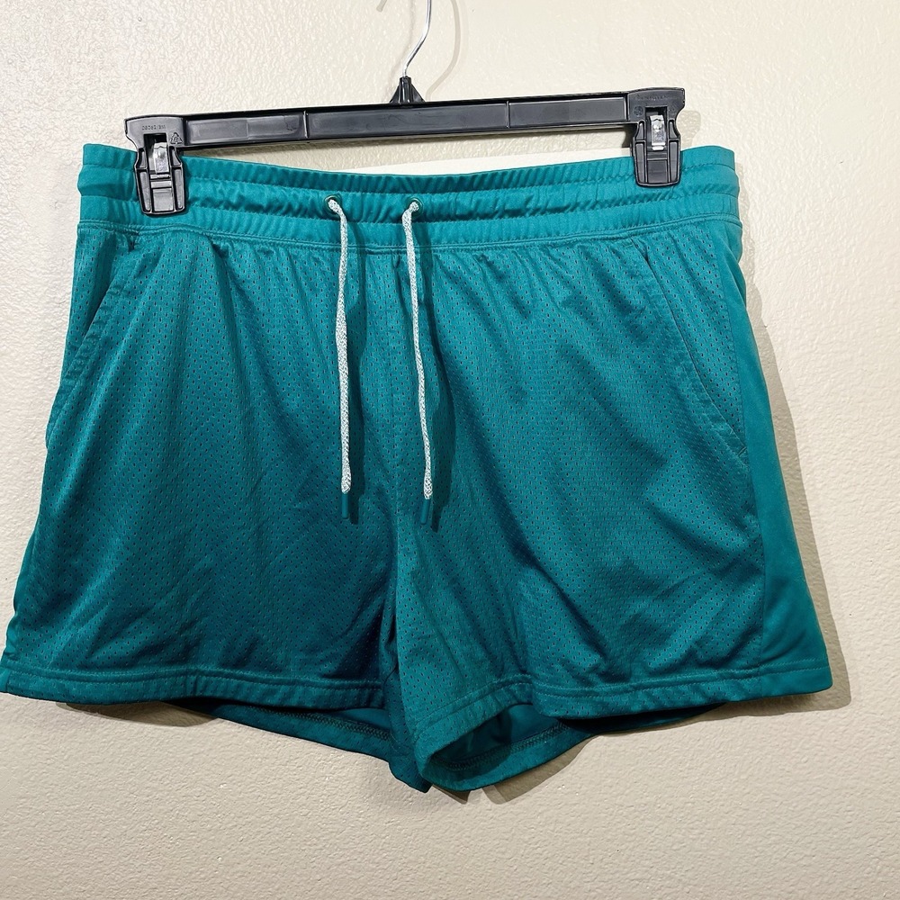 Active Green Glam Mesh Athletic Shorts Activewear Athleisure Women's L ( 12-14)